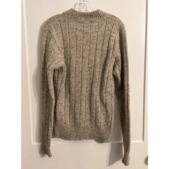 Vintage London Fog Outdoors Unlimited Chunky Sweater Sz M Tall Beige Wool Blend - Picture 4 of 7